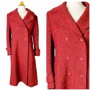 Vintage Dublin Pink Tweed Wool Trench coat - 14 XL